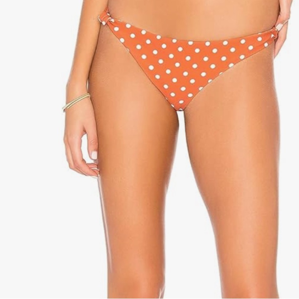 NWT FOR LOVE & LEMONS mariposa polka dot cheeky swim bottoms size large
